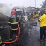 Gas-laden tanker catches fire in Lagos